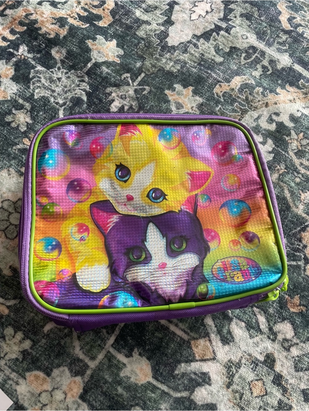 Lisa Frank Purple Yellow Pink Blue Cat Lunch Box